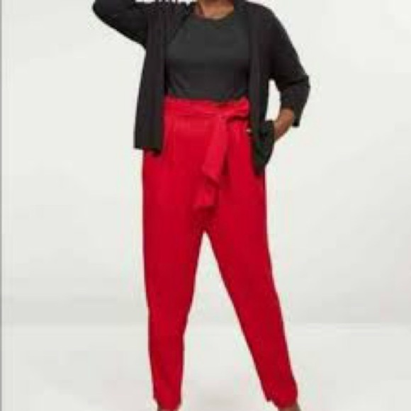 Lane Bryant Red High Waist Belted Pull on Ankle Pants Size 18 - Picture 1 of 10